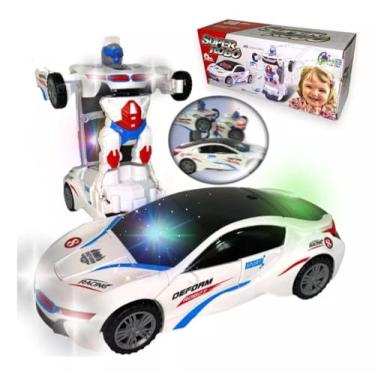 Imagem de Carrinho Transfortmers Modelo Bmw com Luzes LED, Sons e Efeitos para Crianças, Branco