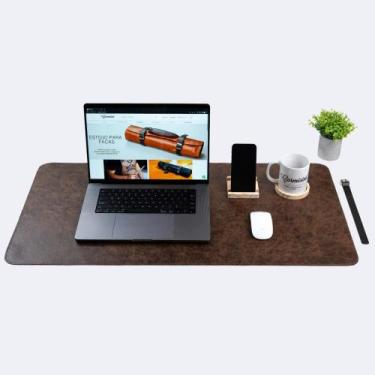 Imagem de Deskpad Mousepad Tapete De Mesa Couro Legítimo com Costura - CARMISINI