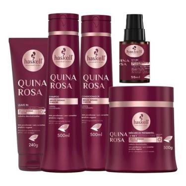 Imagem de Kit Haskell Quina Rosa Sh Cond Máscara 500ml 5 Itens Completo