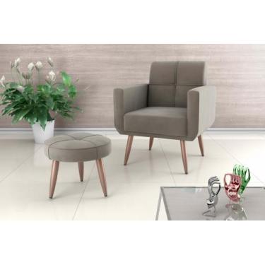 Imagem de Kit Poltrona +Puff Havana Veludo Cappuccino E434 - Matrix - LM DECOR