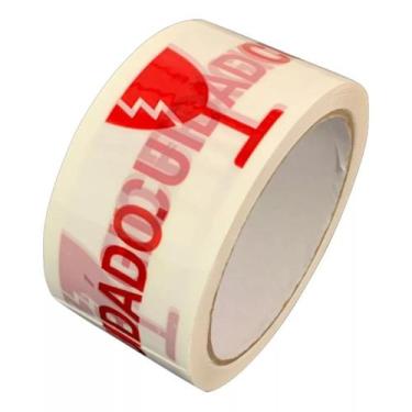 Imagem de Cuidado Frágil kit 2 fita adesiva 48mm x 100m cor branco - Strapet