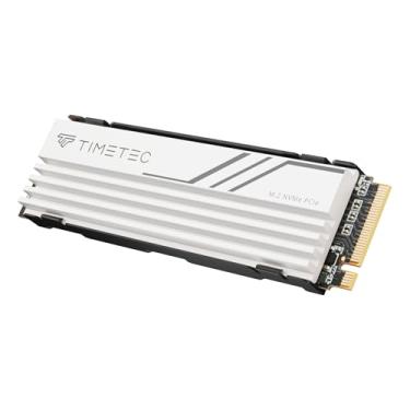 Imagem de Timetec Dissipador de calor branco PCIe 4.0 de 2 TB SSD NVMe Phison E27T PCIe Gen4x4 M.2 2280 3D NAND TLC SLC Velocidade de leitura/gravação de cache de até 7.400/6.400 MB/s Unidade de estado sólido