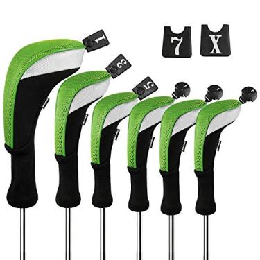 Imagem de Andux Golf Club Head Covers Set Long Neck (3 Hybrid Covers + 3 Wood Covers)