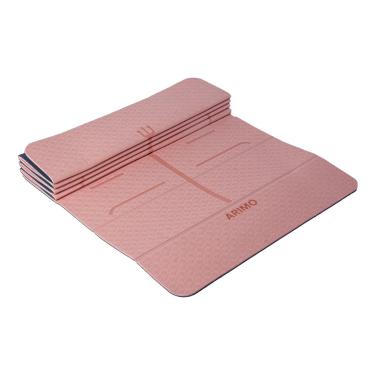 Imagem de ARIMO Tapete Yoga Mat Dobrável Antiderrapante TPE Ecológico Biodegradável Todos Os Tipos de Yoga/Pilates 181 x 61 cm x 6 mm (Flor de Cerejeira com Linhas)