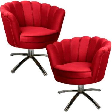 Imagem de Kit Duas Poltronas Giratórias Pétala em Sued Premium Vermelho - Sua Ca