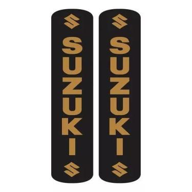 Imagem de Par De Adesivos Protetor De Bengala Suzuki Dourado Resinado - Resitank