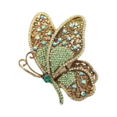 Imagem de Criativo strass exagerado borboleta broche feminino moda casaco acessó