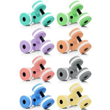 Imagem de Shappy 16 Halteres de exercício aquático espuma EVA água halteres piscina exercício peso água aeróbica equipamento leve barra de mão para fitness, cor doce