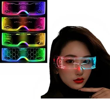 Imagem de CLZFXS Led Glasses Light Up Glasses Led Visor Glasses 7 colors and 5 modes, Luminous Glasses for Halloween Cosplay Party Bar (4PCS)