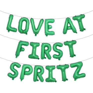Imagem de Faixa balão Love at First Spritz - Decorações de chá de panela Aperol Spritz para ela, decorações de festa de casamento de despedida de solteira (LOVE AT FIRST SPRITZ Green)