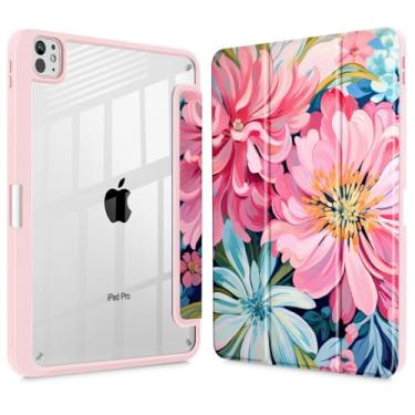 Imagem de May Chen Capa para iPad Pro 33.0 cm 2024 7ª geração M4 Chip, [Suporte de lápis embutido suporta Pencil 2/USB-C] Capa traseira transparente ultrafina com suporte de três dobras, suporta despertar