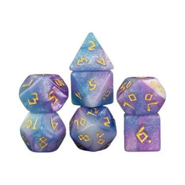 Imagem de Conjunto De Dados Poliédricos Com Glitter De Cores Mistas, 7 Peças D4 