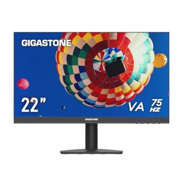 Imagem de Gigastone Monitor de luz traseira LED VA de 22 polegadas 75Hz FHD 1920 x 1080, 1080p 178° Monitor de computador sem moldura 4ms, tecnologia de cuidados com os olhos, suporte VESA de inclinação