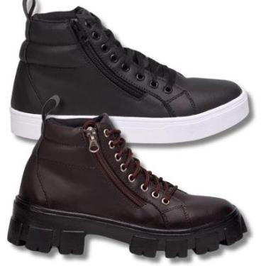 Imagem de Kit Tenis Feminino Ankle Boot + Tênis Feminino Cano Longo. Esltico Skate, Balada.-Feminino