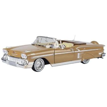 Imagem de Toy Cars 1958 Chevy Impala Convertible Lowrider Light Brown with Cream Interior Get Low Series 1/24 Diecast Model Car by Motormax 79025