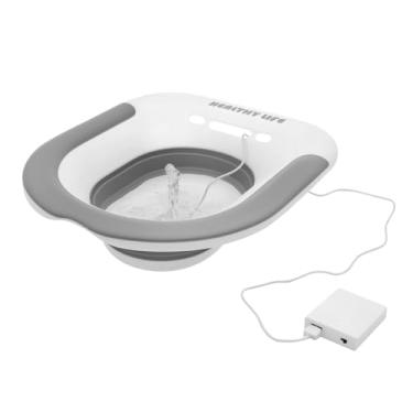 Imagem de KHZSPP Banheira elétrica sentada para hemorróidas, cuidados pós-parto, banheira dobrável para tratamento de hemorróidas, área de assento mais ampla, tigela mais profunda