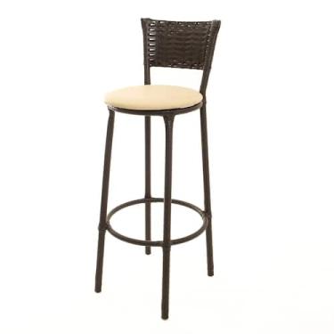 Imagem de Banqueta Alta Encapada Junco CAFÉ Area de Lazer Cozinha Bancada Balcão