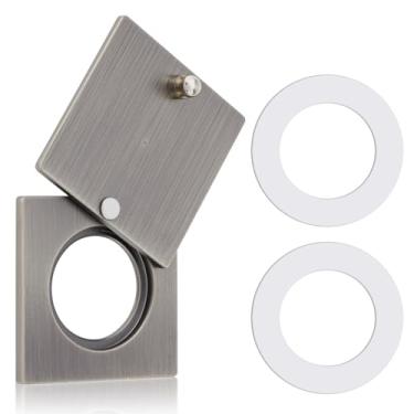 Imagem de HOJLKLD Capa de olho mágico, cobertura quadrada de latão sólido para visor de porta de 1,5 cm de diâmetro, tampa de orifício de porta com fita autoadesiva dupla face (1, bronze antigo)