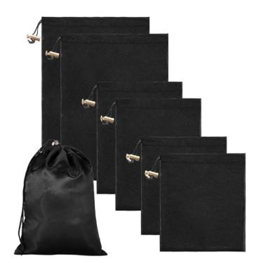 Imagem de Sacos de brinquedo de cetim com cordão, 6 peças, sacos de armazenamento de brinquedos de seda, ajustáveis, reutilizáveis, leves, dobráveis e organizadores de presente com cordão, para mulheres e