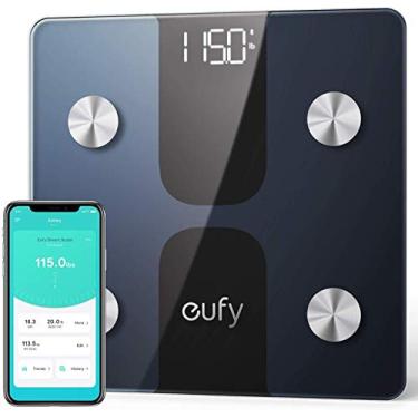 Imagem de eufy Smart Scale C1, a Balança Inteligente com Bluetooth sem Fio, Balança de Banheiro Digital, 12 Medições como Peso, Gordura Corporal, IMC e muito mais, preto, lbs ou kg