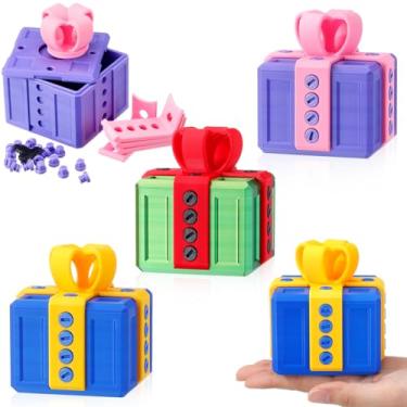 Imagem de Leinuosen Pacote com 3 caixas de presente irritantes com parafusos, caixa de presente divertida 3D, embalagem divertida para cartão de dinheiro para embrulho de aniversário de Natal (rosa, roxo, azul