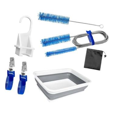 Imagem de oshhni Escova de limpeza para tubo CPAP, conjunto de acessórios práticos de alto desempenho, kit de limpeza com 2 presilhas de fixação para mangueira.