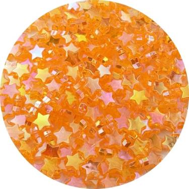 Imagem de Tingoons 450 peças de contas acrílicas em forma de estrela AB Colors contas espaçadoras de pônei soltas com orifício para fazer joias, colar, brinco, chaveiros, projetos DIY (laranja AB)