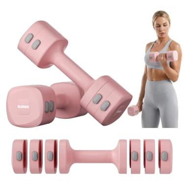 Imagem de Conjunto de 2 halteres ajustáveis - Conjunto de halteres 4 em 1 de ajuste rápido para mulheres, cada conjunto de pesos de mão de 2,2 3,3 4 4,4 kg para academia em casa e treinamento ao ar livre