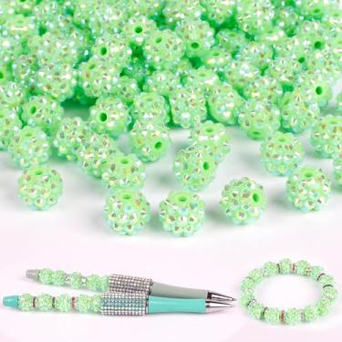 Imagem de 100 contas de strass - contas para canetas com contas, contas focais para canetas com contas, contas espaçadoras para chaveiros, pulseiras artesanais - verde claro