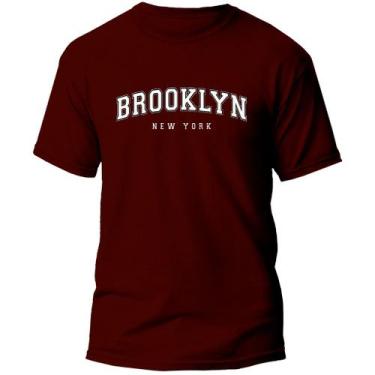 Imagem de Camiseta Masculina BROOKLYN 100% Algodão malha 30.1, Vinho, G