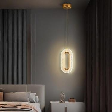 Imagem de Lustre de Cristal Moderno Escandinavo - Lâmpada Pendurada para Quarto, Cabeceira Simples e Elegante, Ideal para Decoração Contemporânea (Pista,2 Peças)