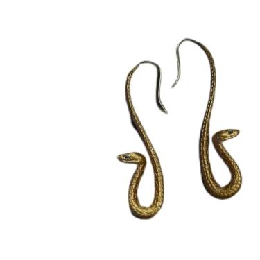 Imagem de Brincos de cobra vintage King Cobra para mulheres, brincos de gancho com pingente boho punk, joias de animais exóticos, presente de cobra do zodíaco, Large, Metal, não