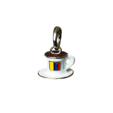 Imagem de SITOS Colombia Coffee Cup Charm Necklace Pendant – Prata | Aço inoxidável | Serve para colares, pulseiras ou brincos de argola (xícara de café, prata)