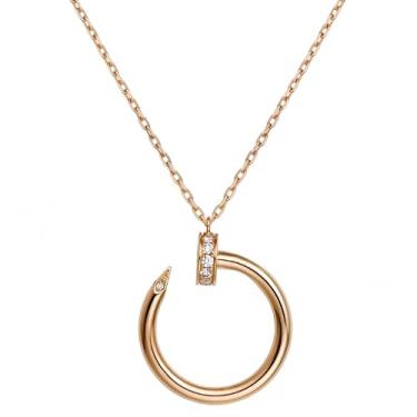 Imagem de Necirhuk Colar de casal banhado a ouro 18 K, design elegante, presente de joia de dia dos namorados, elegante colar de unha de ouro para mulheres, corpo do pai, 9.06, Ouro roso, Zircônia cúbica