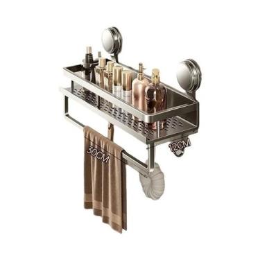 Imagem de Prateleira De Banheiro Com Ventosa Sem Furadeira, Suporte De Alumínio 