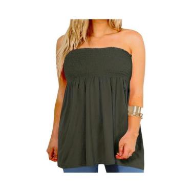 Imagem de Top tubo plissado de cintura alta sexy feminino plus size, roupas casu