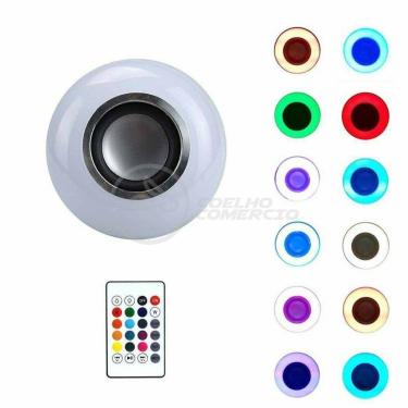 Imagem de Lâmpada Led 12W E27 Rgb Colorida Com Caixa De Som Bluetooth
