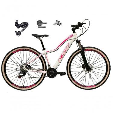 Imagem de Bicicleta Aro 29 Ksw Mwza Feminina Câmbio Shimano Deore-altus 27v Freio Hidráulico Garfo C-trava branco-rosa Tam: 17