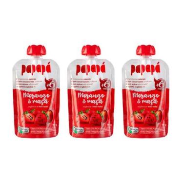 Imagem de Kit 3 Papinha Papapá Orgânica Maçã Morango S/ Leite e Glúten 300g