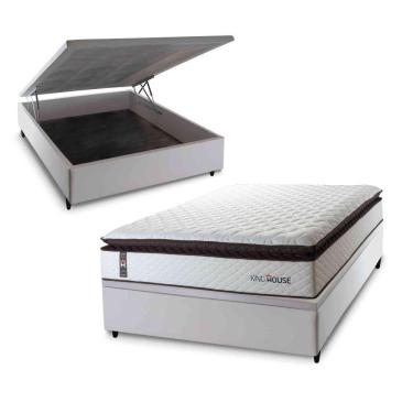 Imagem de Cama Box Baú San Diego 138x188 Branco Espuma D33 King House