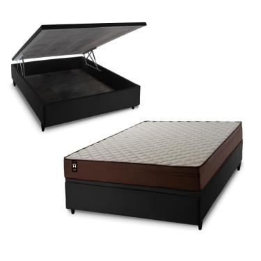 Imagem de Cama Box Baú Atlanta 138x188 Preto Espuma D45 King House
