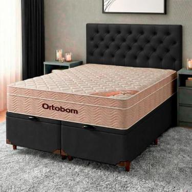 Imagem de Cama + Bau Blindado e Colchão Ortobom Molas Ensacadas Queen - Airtech 