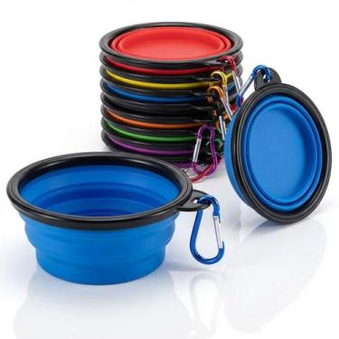 Imagem de Comedouro e bebedouro Pet Porátil Retrátil 13cm 350ml Silicone Prático