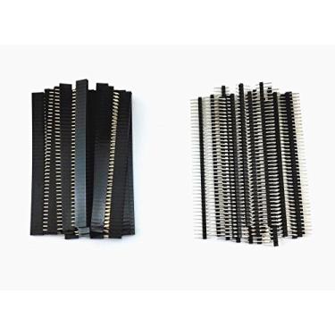 Imagem de Honbay 40 peças Kit de conector de cabeça de pino macho e fêmea de 40 pinos de fileira única PCB tira de pino para Arduino