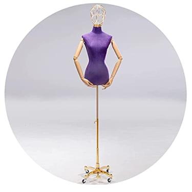 Imagem de Female Mannequin Torso Torso de manequim de busto feminino forma de vestido, manequins de exibição de shopping/roupas, com base removível/altura ajustável (Color : Purple)