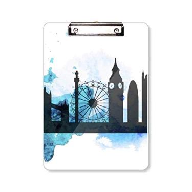 Imagem de London Tower Bridge Silhouette England Prancheta pasta pasta de escrita A4