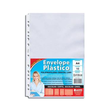 Imagem de Envelope Plástico Chies A4 Refil Furação Universal com 10 Folhas