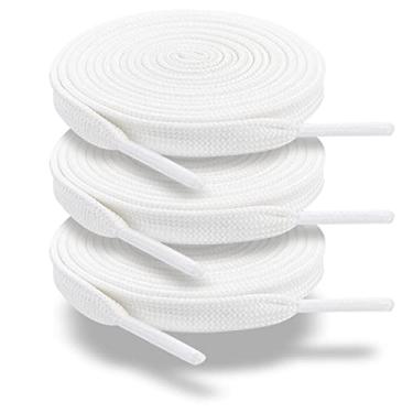Imagem de [2 pares] Cadarços esportivos Zhentor Flat Athletic - Cadarços de algodão para sapatos esportivos de lona e tênis de substituição 70S, Branco 2, 47in