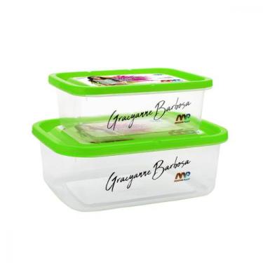 Imagem de Kit 2 Marmitas Linha Fitness Potes Plástico Vasilha Porta Mantimento F