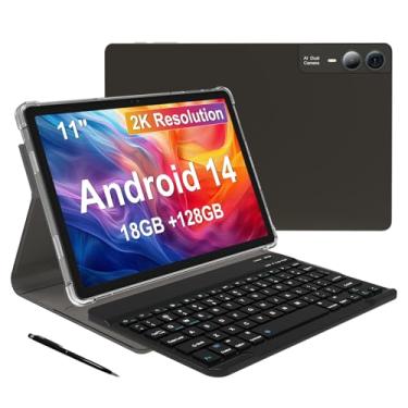 Imagem de Tablet de 27.9 cm Android 14 2000*1200 2K Display Tablets PC, T616 Octa-Core 2.0GHz, 18GB RAM 128GB ROM 1TB expansível, 5+5+13MP câmera AI, 9000mAh, 5G WiFi, com teclado, capa, Stylus, 4 honrs - cinza